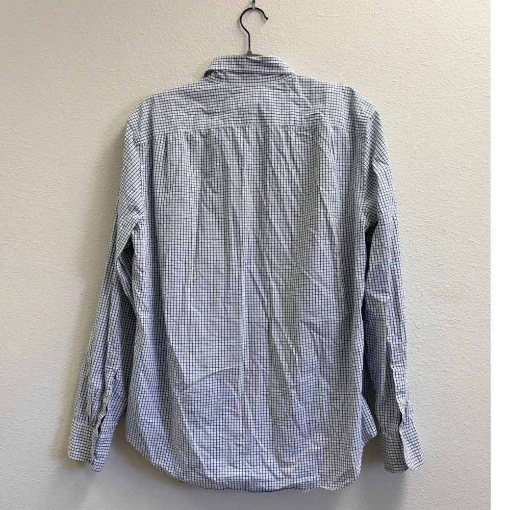 J. Crew Mens Large Blue Green Tattersall Check Cotton Button Down Shirt